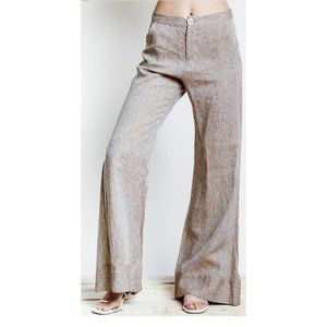 Monte The Label Pampelonne Wide Leg Linen Pant Cafe Light Brown Sz L NWT $167